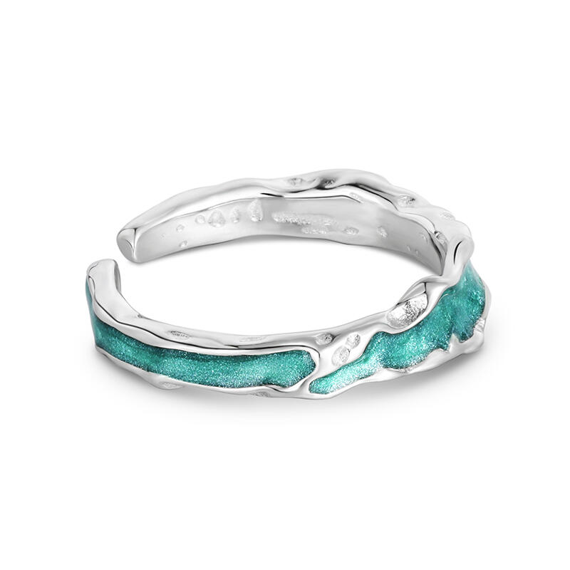 Jeulia "Aurora Impression" Open Design Sterling Silver Women's Band