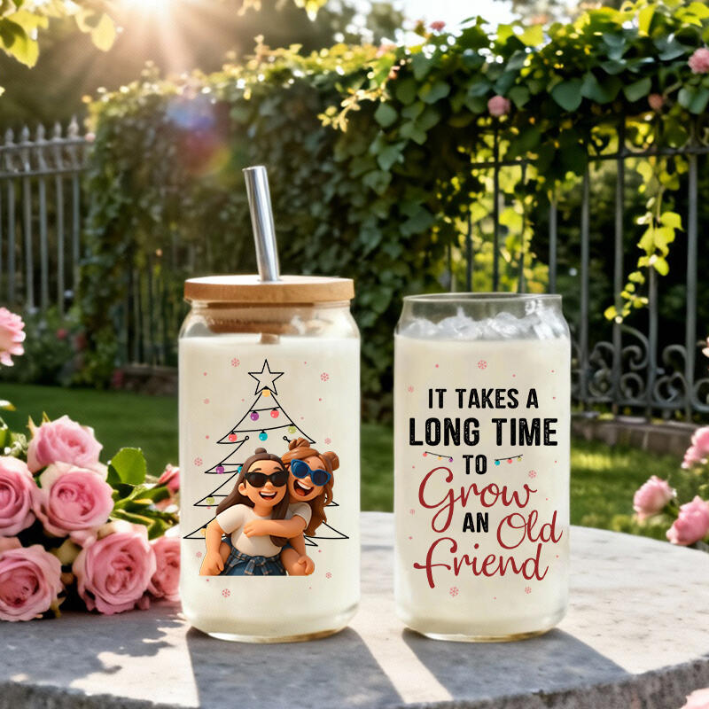 Personalisierter Glasbecher mit Deckel und Strohhalm das beste Weihnachtsgeschenk