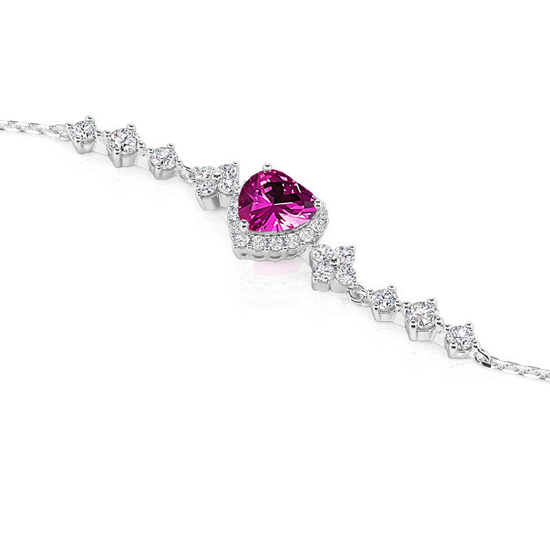 Jeulia Halo Heart Bracelet in Sterling Silver