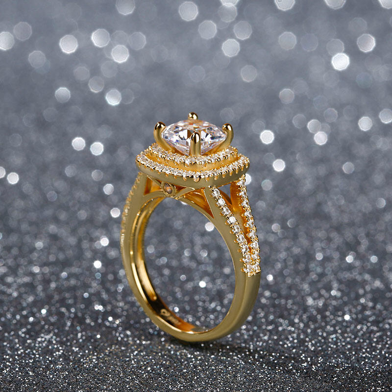 Jeulia Halo Anillo De Compromiso De Corte De Cojín De Plata Esterlina