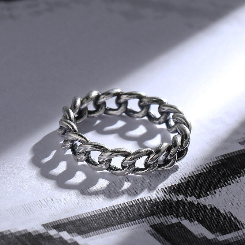 Jeulia Anillo en forma de cadena de conexión de plata de ley