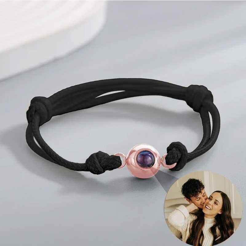 Bracelet photo personnalisé avec cordon