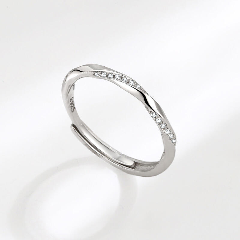 Jeulia Twist Design Sterling Silver Adjustable Women's Band
