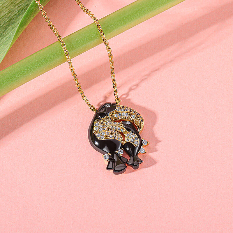 Jeulia "Huddle with You" Mom and Baby Toucan Sterling Silver Necklace