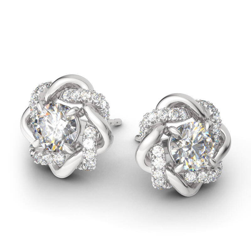 Jeulia Knot of Love Sterling Silver Stud Earrings