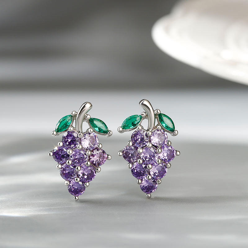 Jeulia Cute Grape Fruit Sterling Silver Stud Earrings