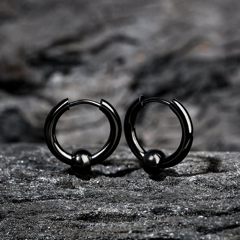 Jeulia Simple Men's Stainless Steel Hoop Earrings