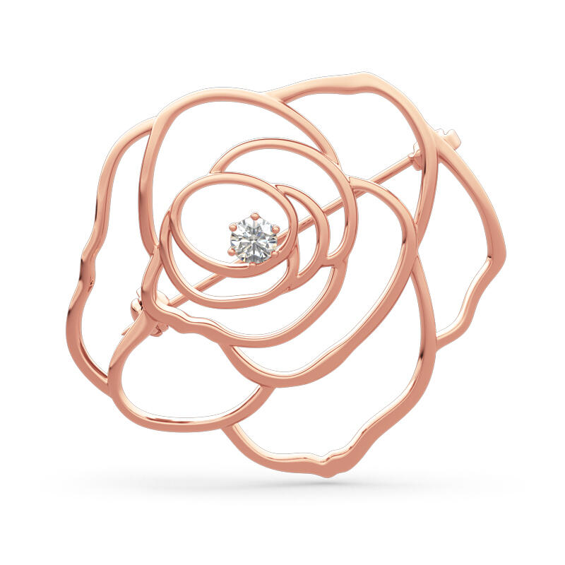 Jeulia Large Rose Flower Shape Sterling Silver Brooch