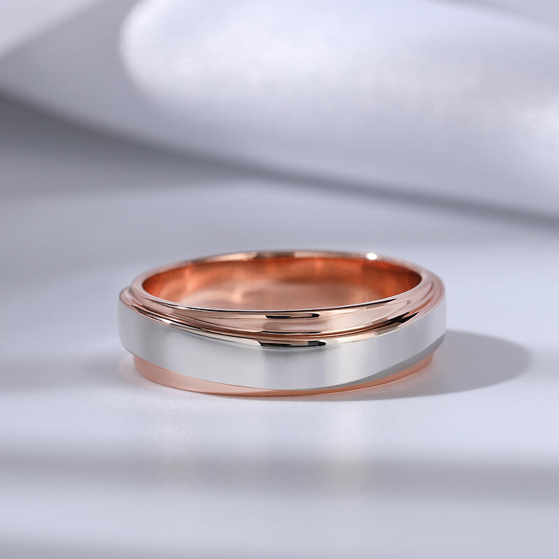 Jeulia Alliance pour homme "Promesse d'éternité" Deux tons Argent Sterling