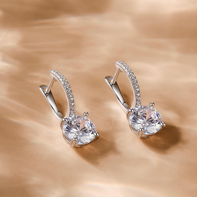 Jeulia 10K/14K/18K Gold Platinum Classic Round Cut Earrings