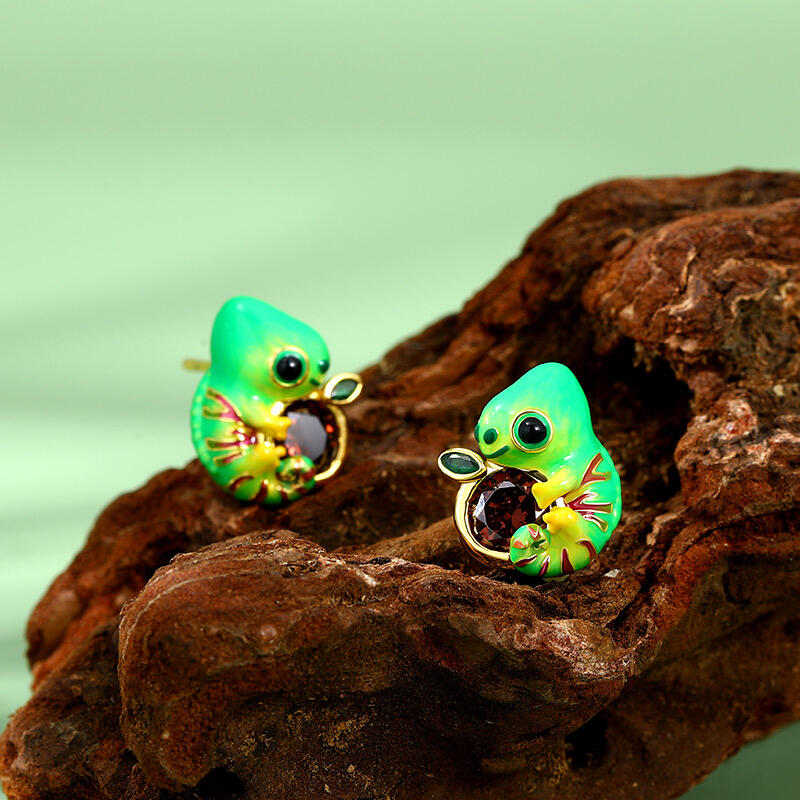 Jeulia Hug Me "Tropical Jungles" Enamel Sterling Silver Jewelry Set