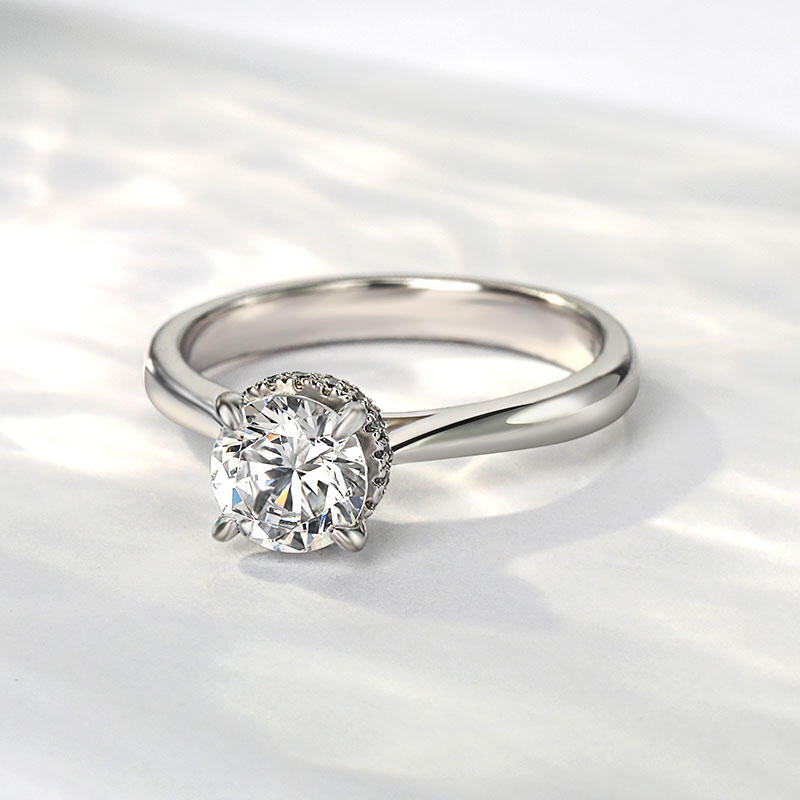 Jeulia Solitaire Round Cut Sterling Silver Ring