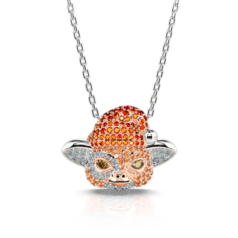 Jeulia "Small Evil Monster" Cute Design Sterling Silver Necklace