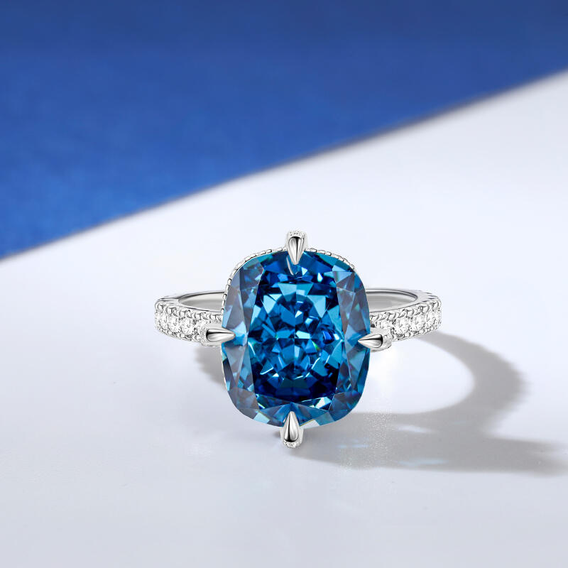 Jeulia Hidden Halo Cushion Cut Sterling Silver Ring