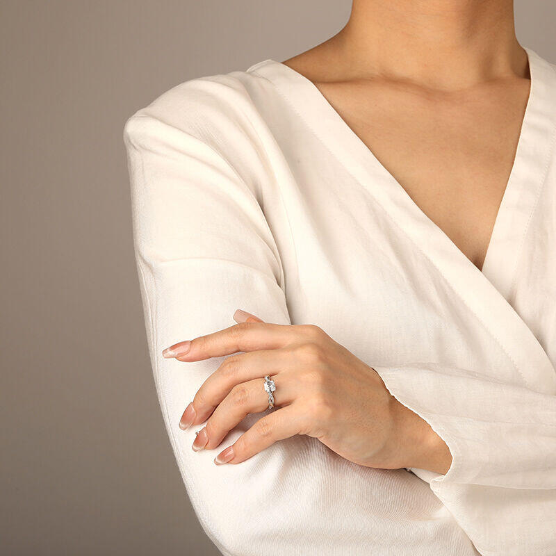 Jeulia Twist Asscher Cut Sterling Silver Engagement Ring