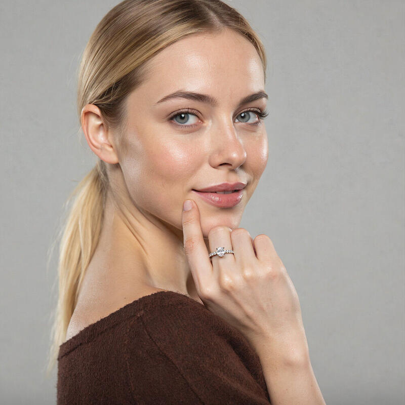 "Ever Since I Met You" Oval Cut Side Stone Engagement Ring