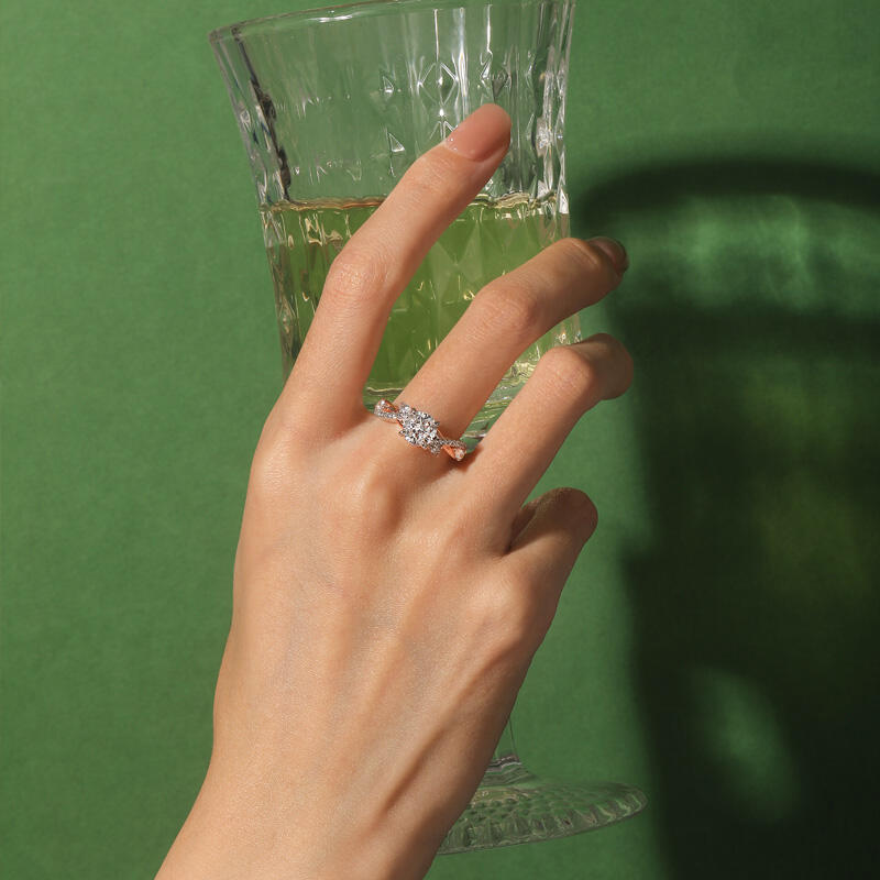 Jeulia Twistd Vine Two-Tone Round Cut Engagement Ring