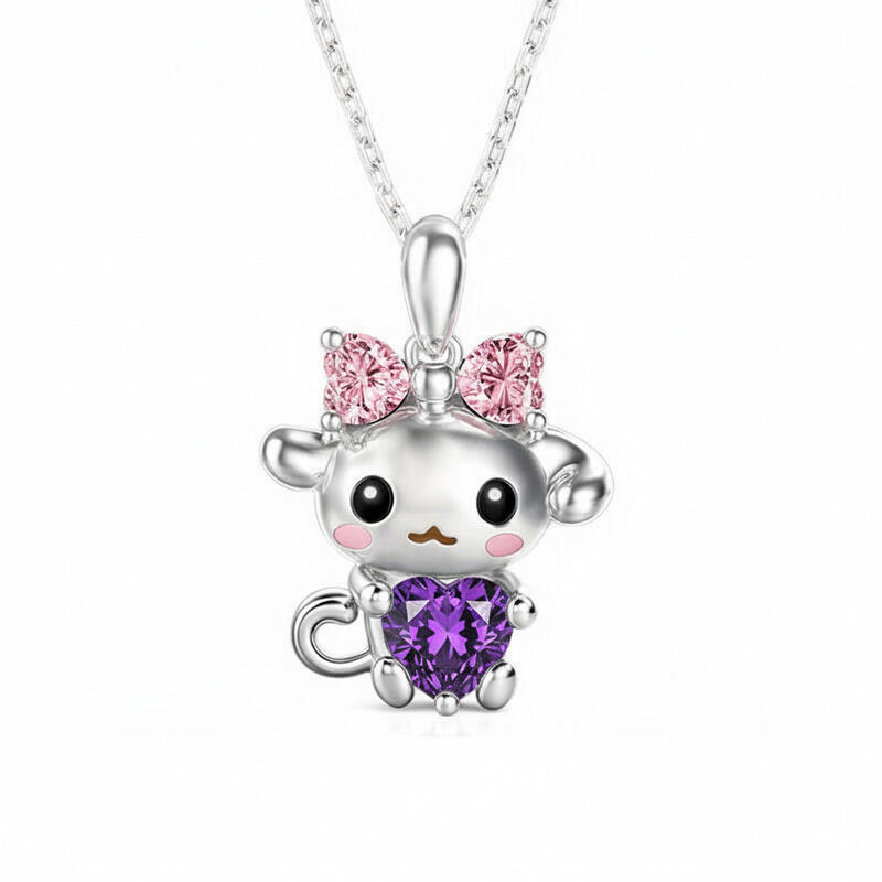 Jeulia Hug Me Custom Birthstone Cute Dog Pendant Necklace