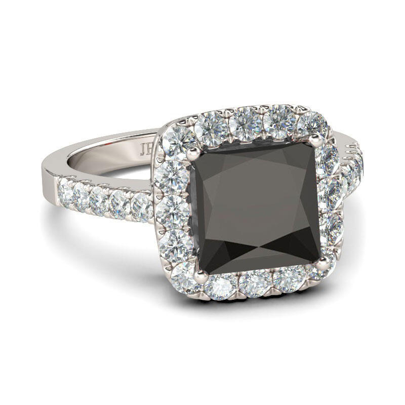 Jeulia Anillo Con Halo De Talla Princesa En Plata De Ley