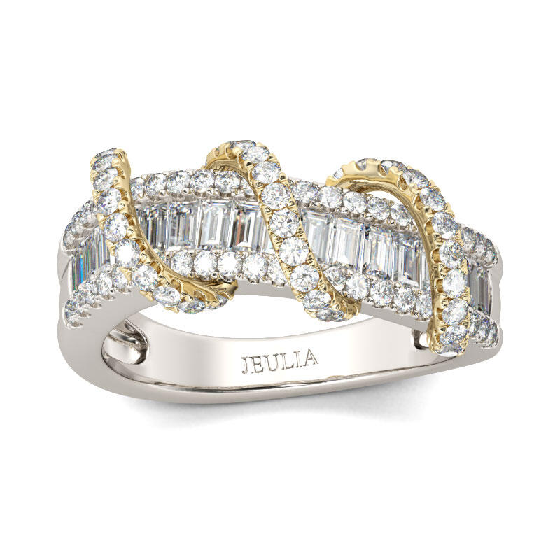 Jeulia Two Tone Intertwined Sterling Silver Women's Band