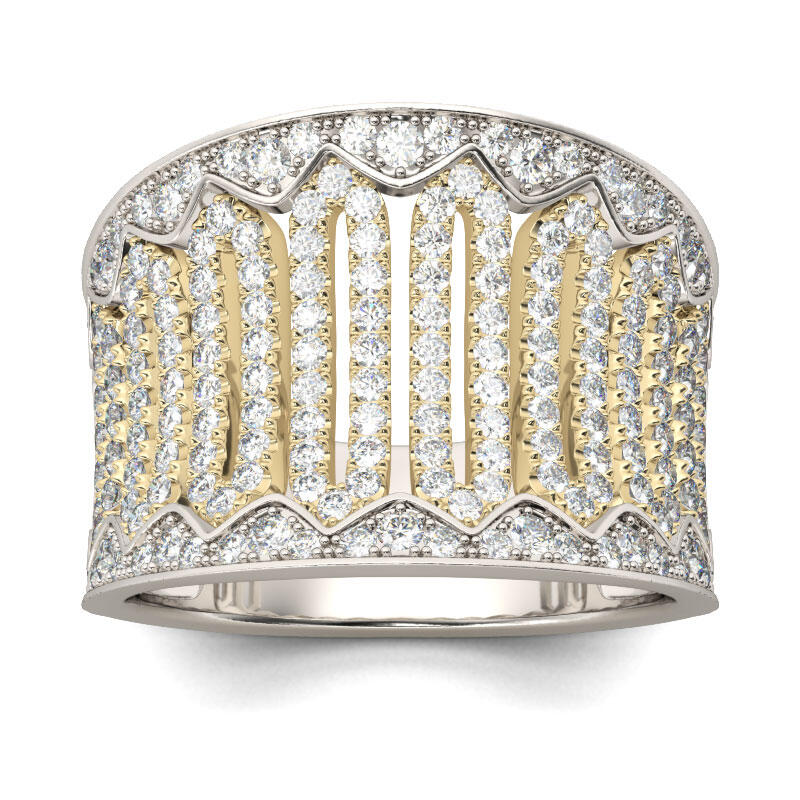 Jeulia Two Tone Sterling Silver Women's Band