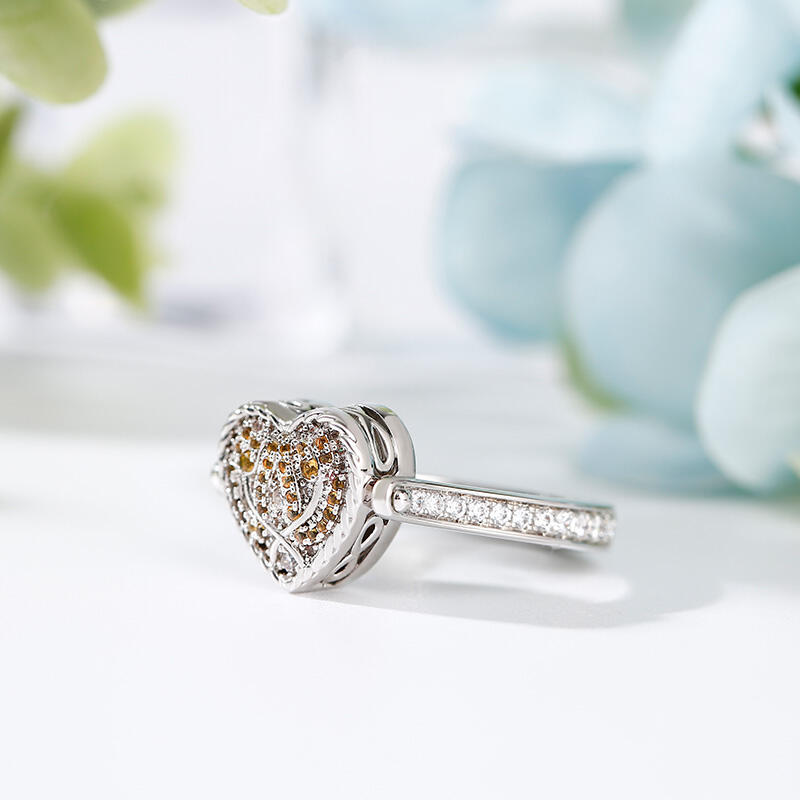 Jeulia "Keep Me In Your Heart" Tulip Sterling Silver Personalized Photo Ring (With A Free Chain)