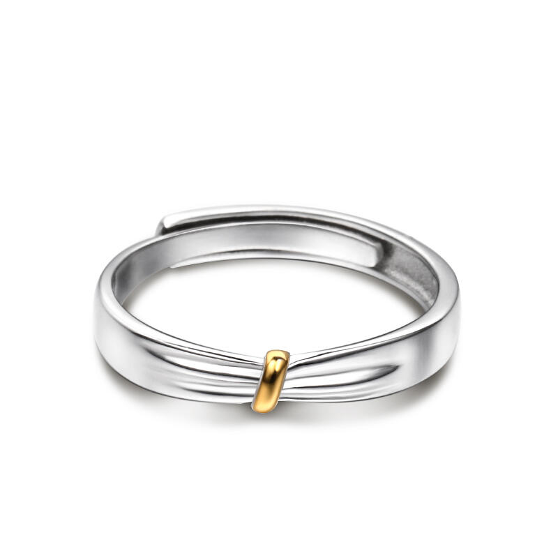 Jeulia 2色 調節可能 シルバー メンズ リング
