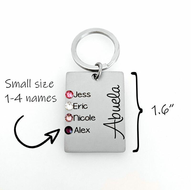 "Dear Abuela" Custom Engraved Key Chain With Birthstone