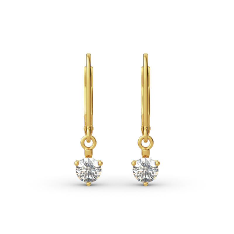 Jeulia Simple Round Cut Sterling Silver Drop Earrings