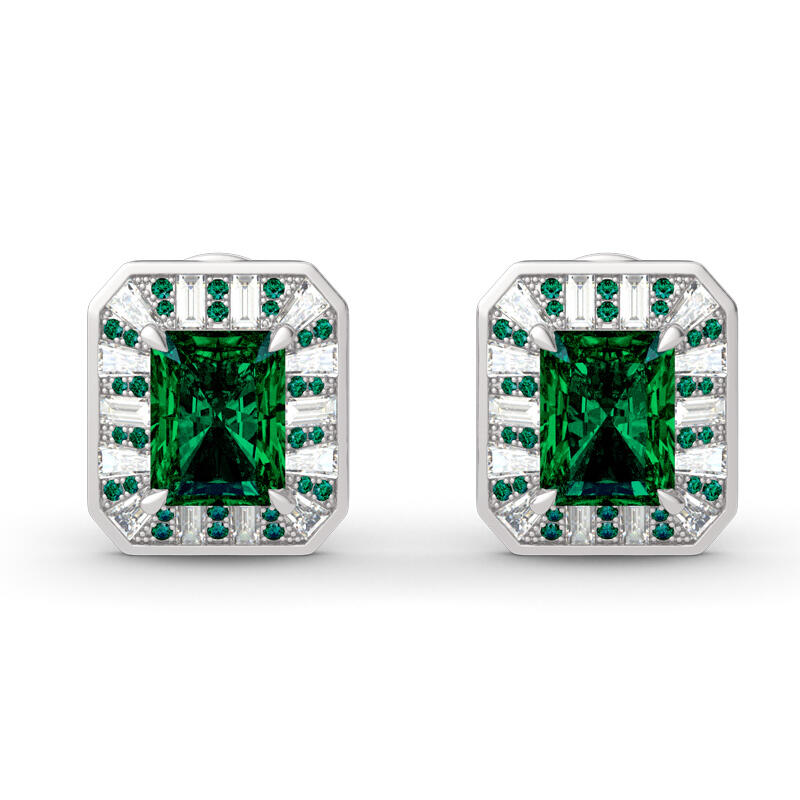 Jeulia Vintage Radiant Cut Sterling Silver Earrings
