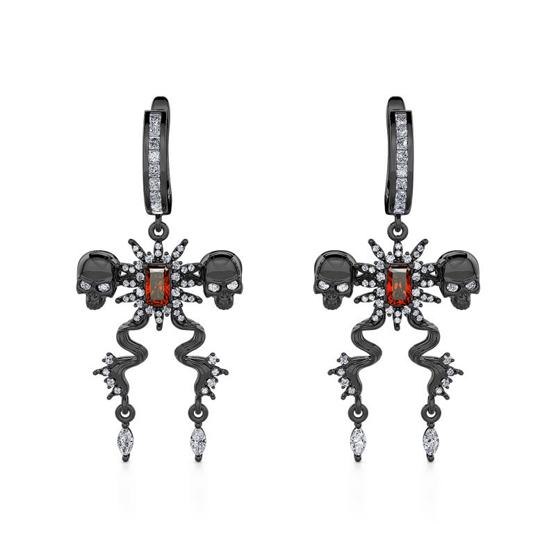 Jeulia "Death Stare" Two Skull Design Sterling Silver Jewelry Set
