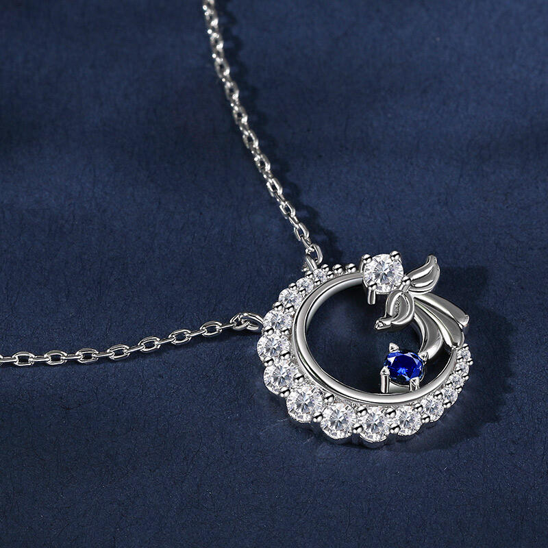 Jeulia "Serene Angel" Crescent Moon Sterling Silver Necklace