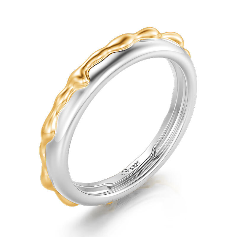 Jeulia Hug Me "Sweet Honey" Men's Wedding Band Two Tone Sterling Silver