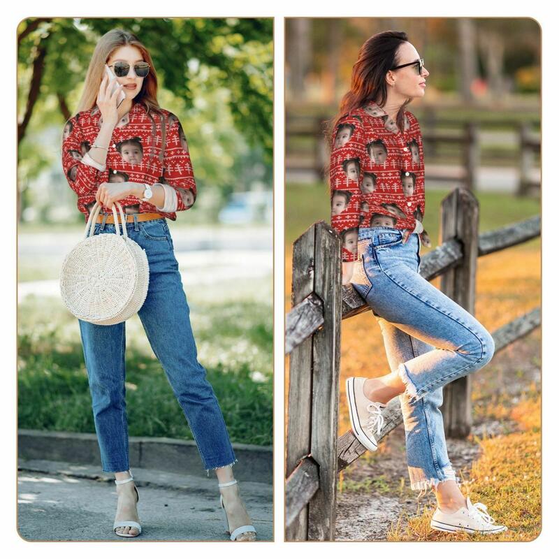 Pyjama personnalisé avec photo personnalisée Pixel Arbre de Noël Motif de style rouge Cadeau parfait pour elle