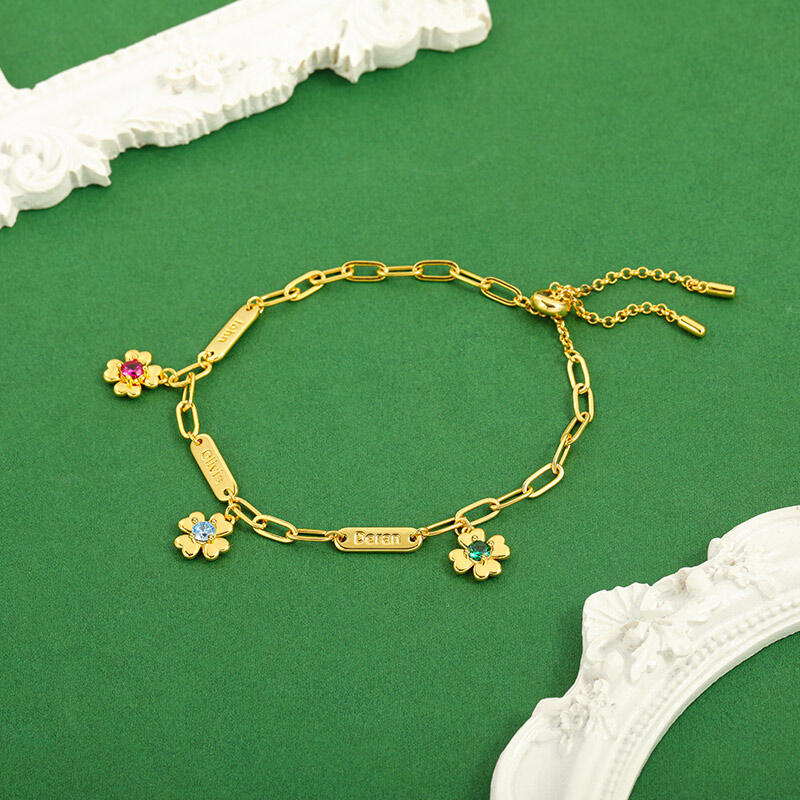 Jeulia Custom Name Flower Birthstone Bracelet