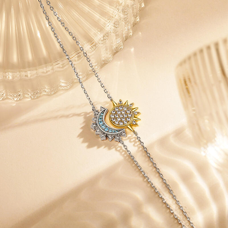 Jeulia Pulseras Apilables de Sol y Luna