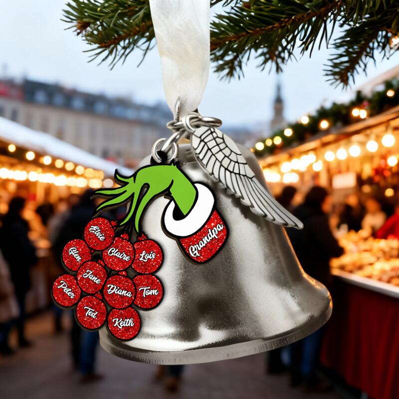Personalized Name Bell Ornament with Hand Pattern Creative Gift for Christmas