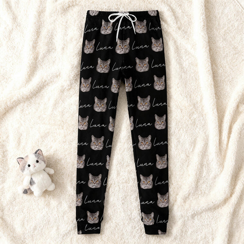 Pantalón deportivo unisex personalizado con foto y nombre de tu mascota. El regalo perfecto para los amantes de las mascotas.