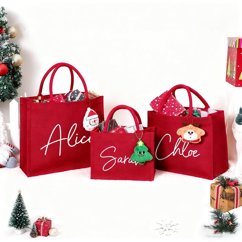 Personalisierte Weihnachtsgeschenktüte mit Namen und niedlichen Accessoires Exquisites Geschenk für Kinder