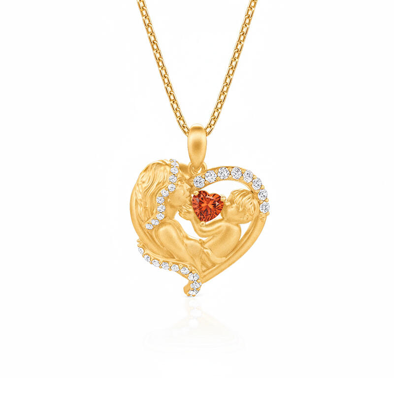 Jeulia Custom Mother and Child Necklace with Heart Birthstone