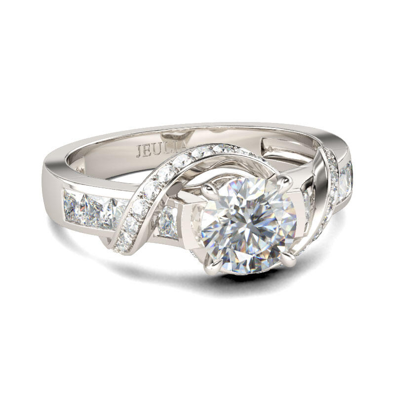 Jeulia Twist Round Cut Sterling Silver Ring