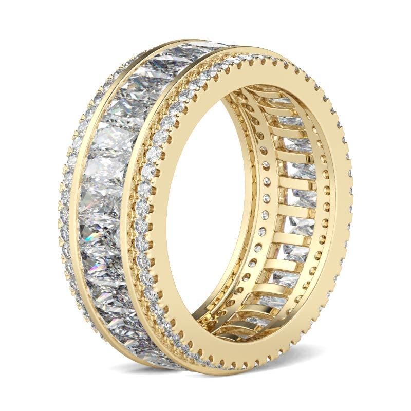 Jeulia Gold Tone Radiant Cut Sterling Silver Women's Band