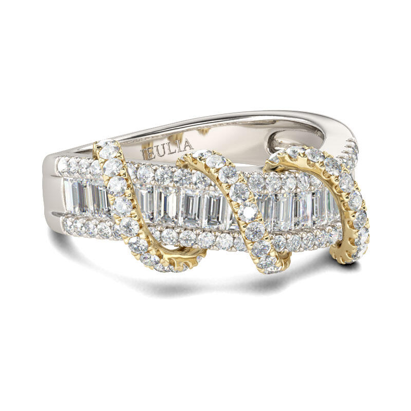 Jeulia Two Tone Intertwined Sterling Silver Women's Band