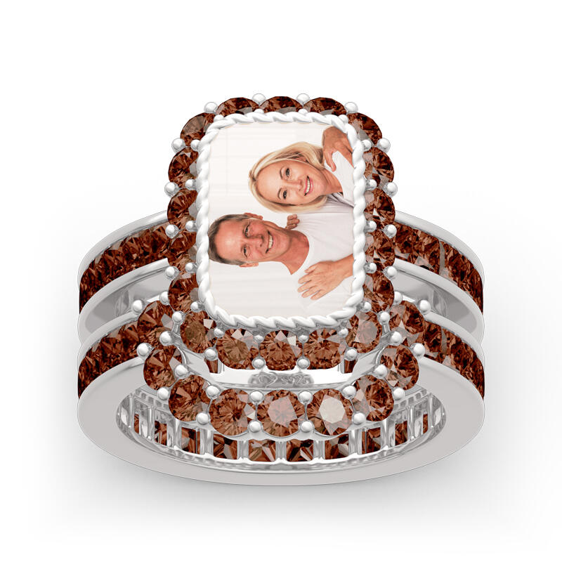 Jeulia "You Are Unique" Sterling Silver Personalized Photo Ring