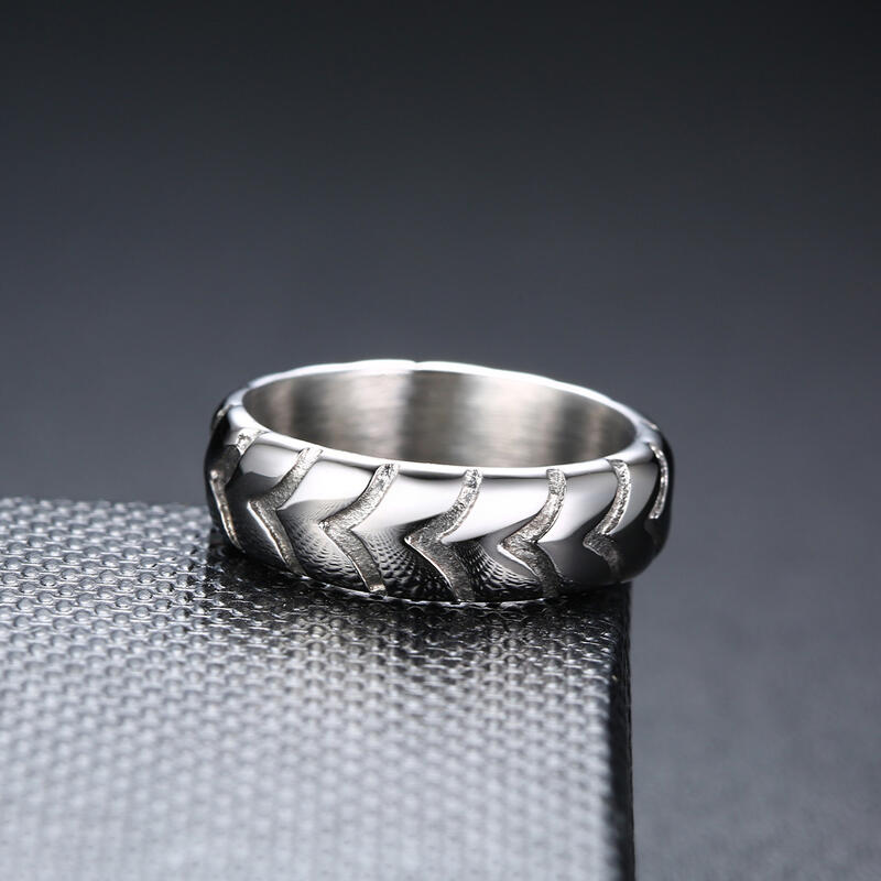 Jeulia Reifen-Muster Edelstahl Herren Bandring