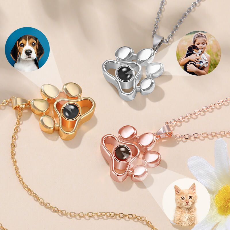 Personalized Photo Projection Necklace - Pet Paw