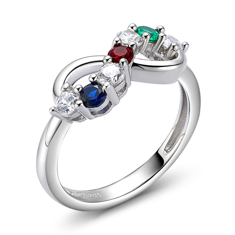 Jeulia Infinity Shape Round Cut Sterling Silver Promise Ring