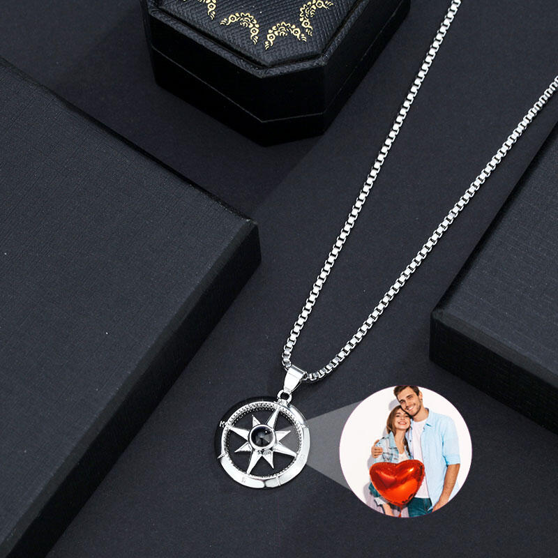 Personalized Octagram Photo Projection Men's Necklace for Boyfriend