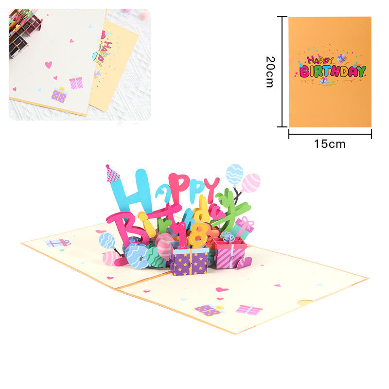 3D Creative Pop Up Card Handmade Wax Paper Carving Cake Birthday Wishes
