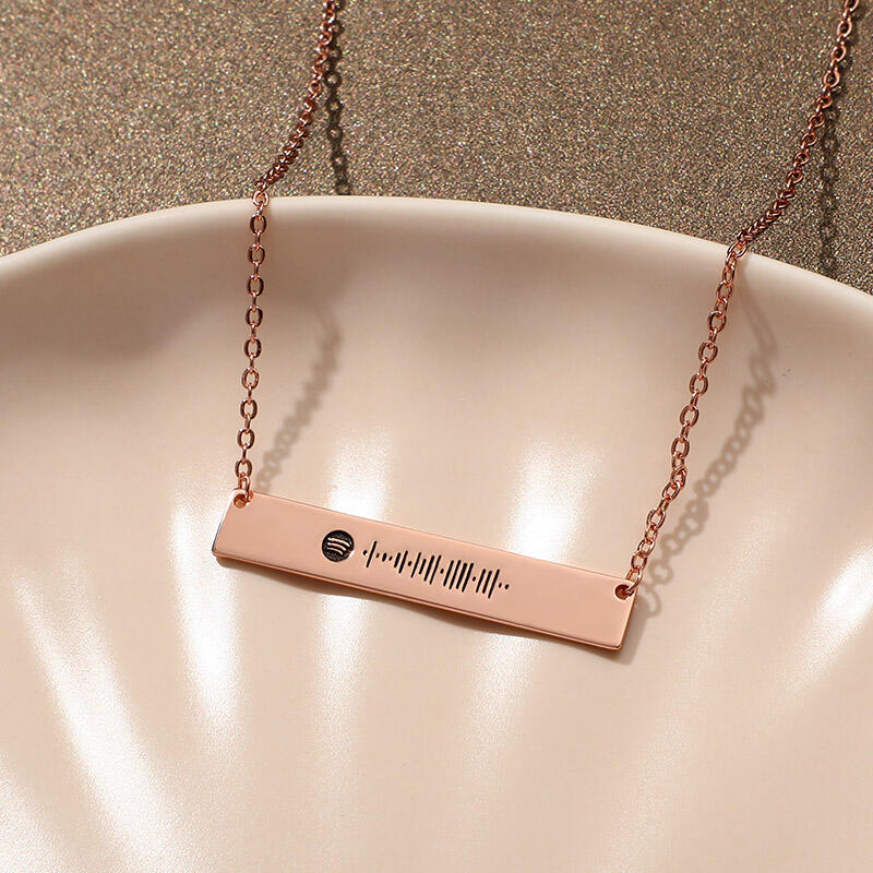 Jeulia Scannable Spotify Code Classic Bar Stainless Steel Necklace